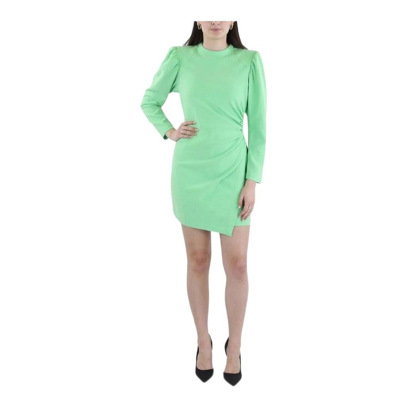 A.L.C. Lime Green Long Sleeve Asymmetrical Mini Dress Sizes 6, 8, & 10 - Picture 5 of 6